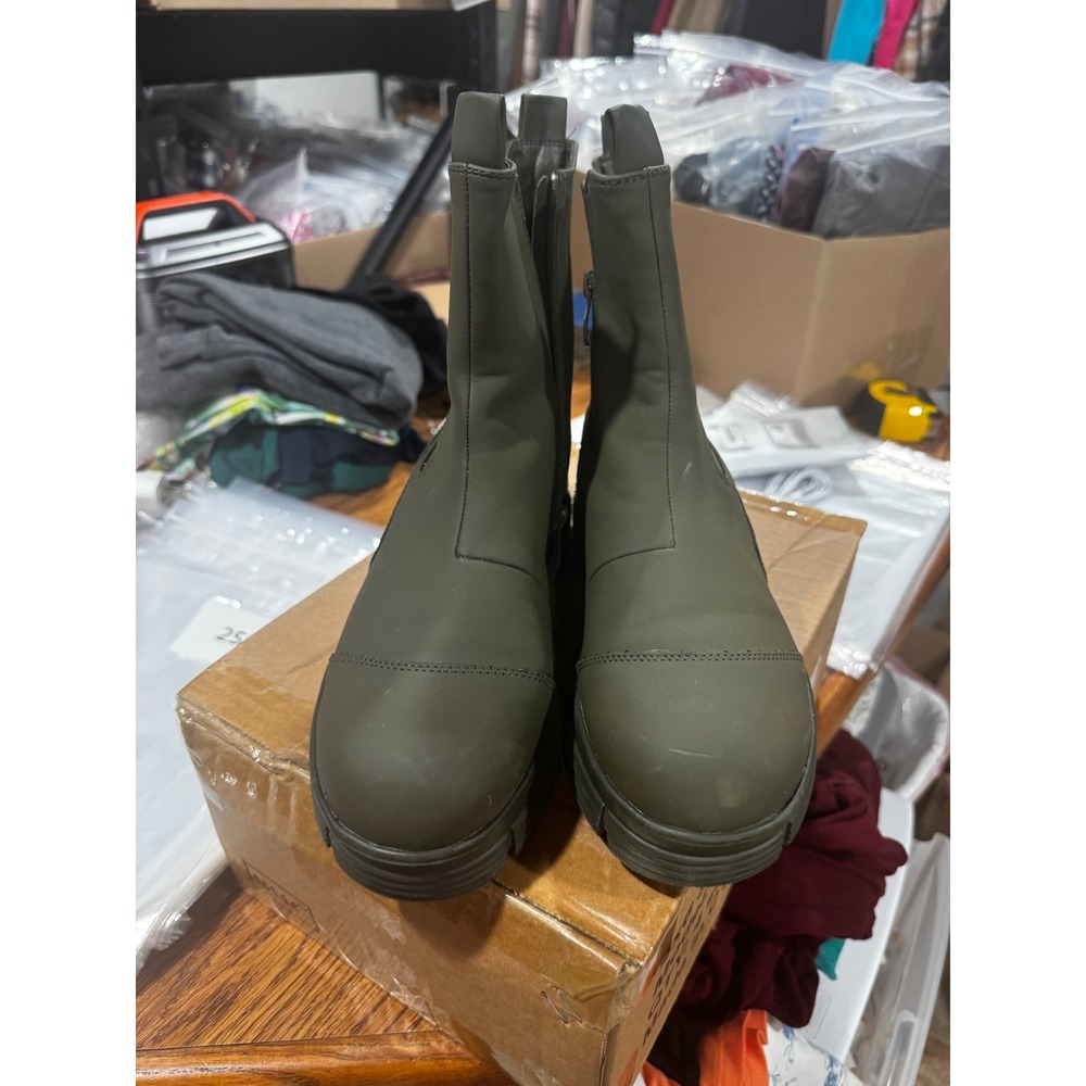 Maya Womens Size 11 Olive Green Lug Sole Combat Boots Next In Line Cap Toe Zip
